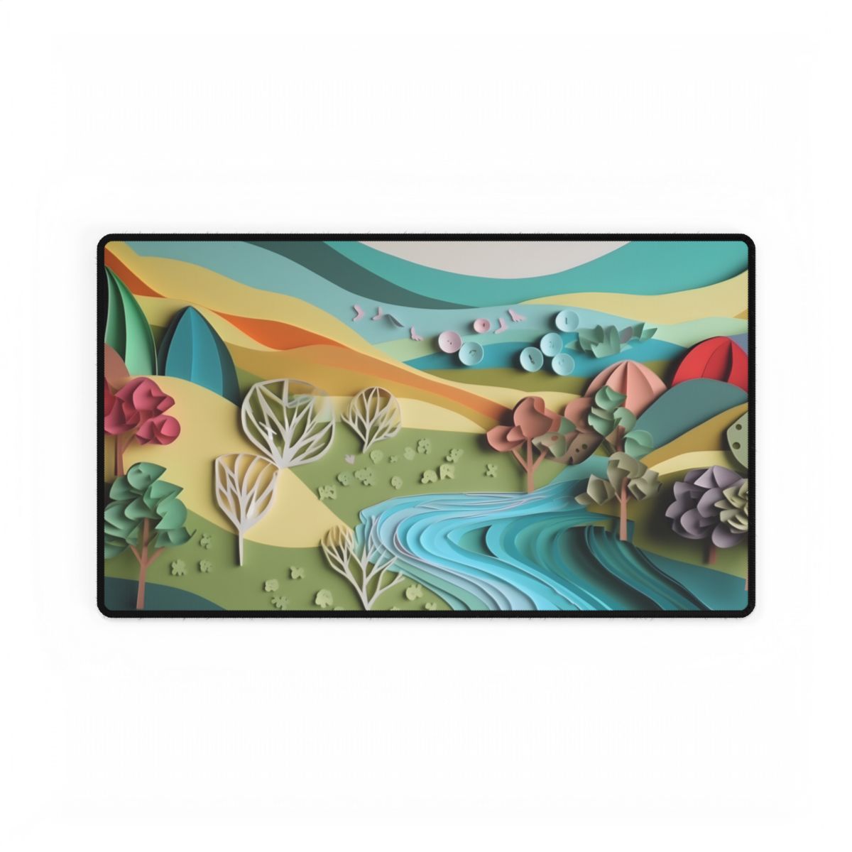 Vibrant Beach Landscape: Peaceful Digital Artwork - Desk Mat