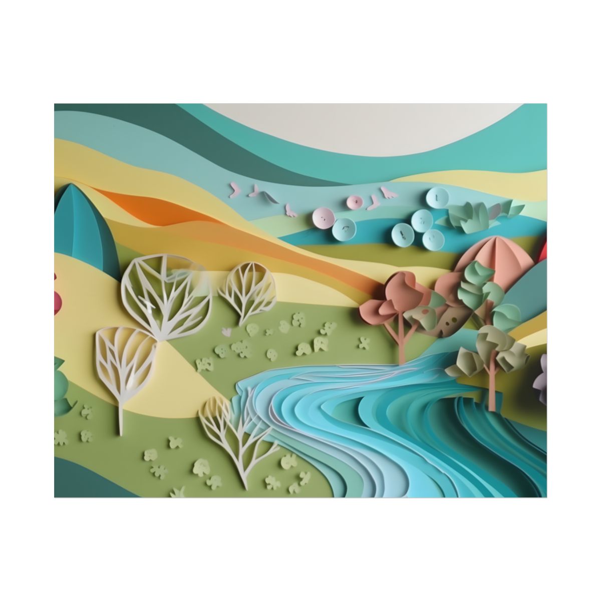 Vibrant Beach Landscape: Peaceful Digital Artwork - Poster