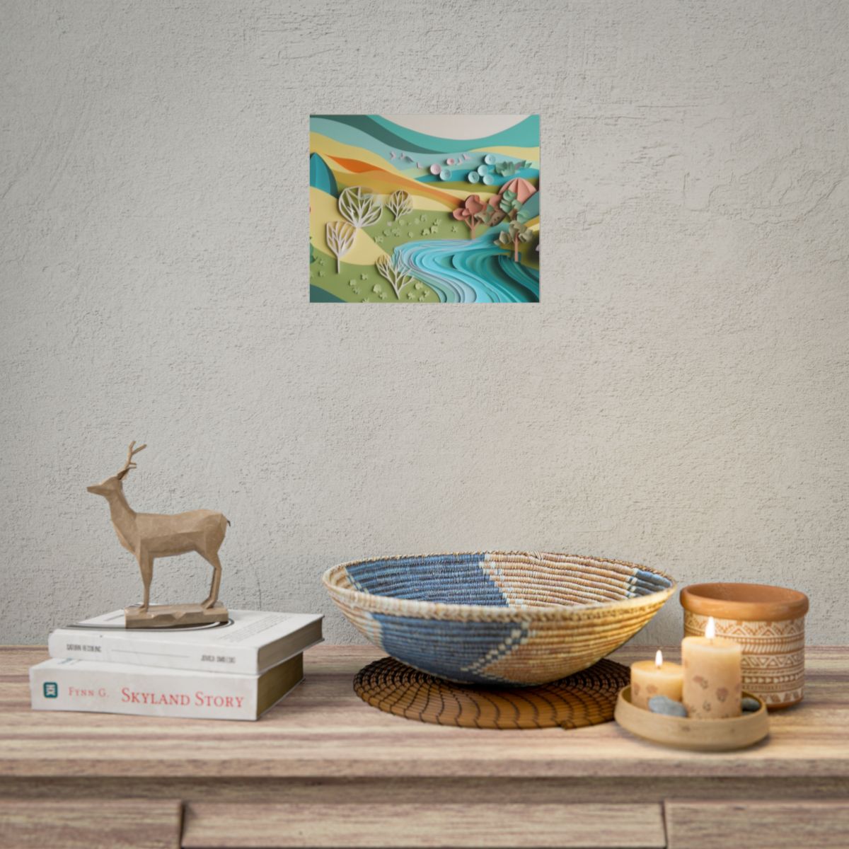 Vibrant Beach Landscape: Peaceful Digital Artwork - Poster