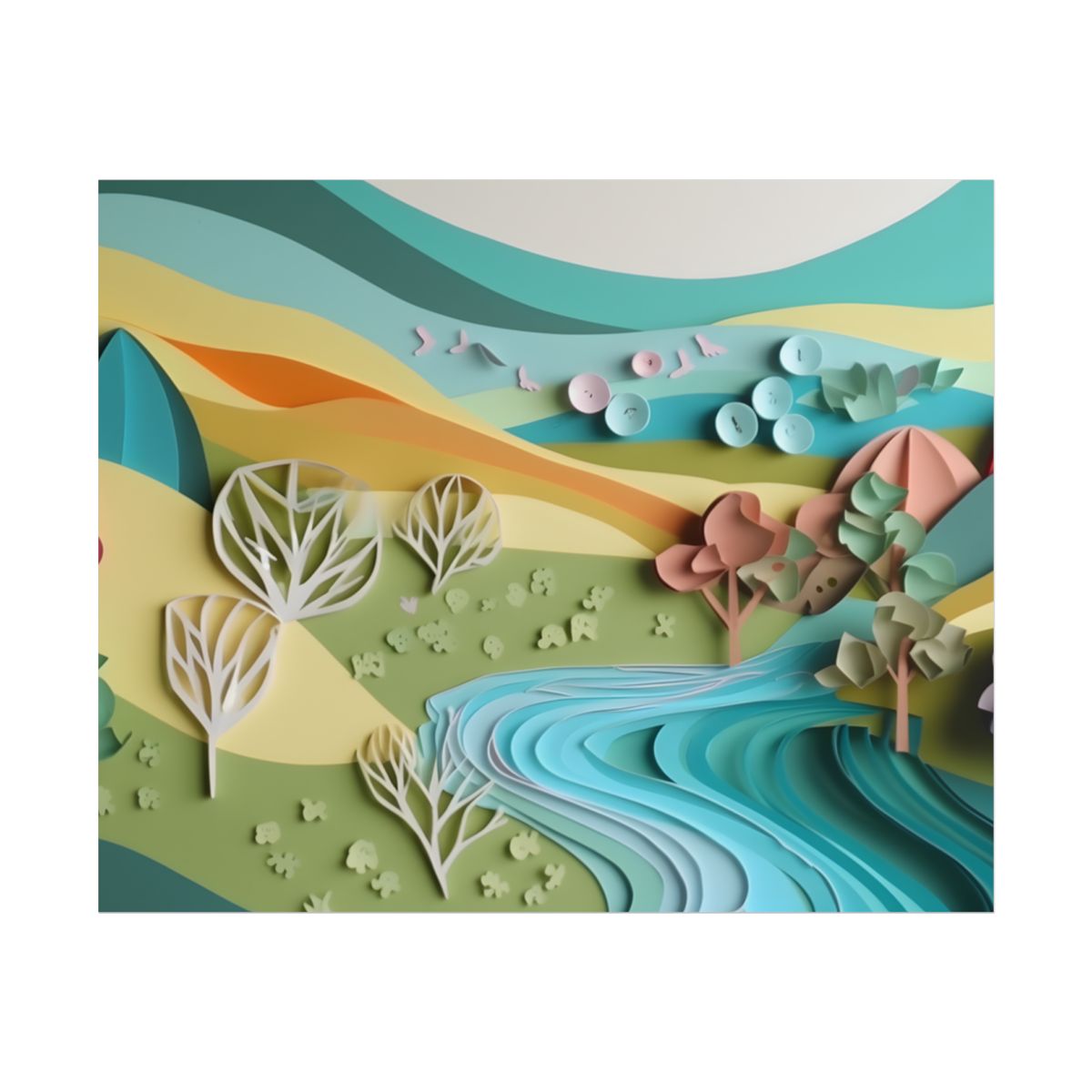Vibrant Beach Landscape: Peaceful Digital Artwork - Poster