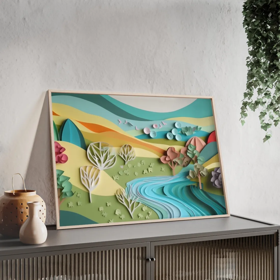 Vibrant Beach Landscape: Peaceful - Framed Poster