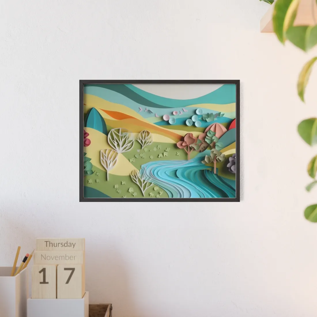 Vibrant Beach Landscape: Peaceful - Framed Poster