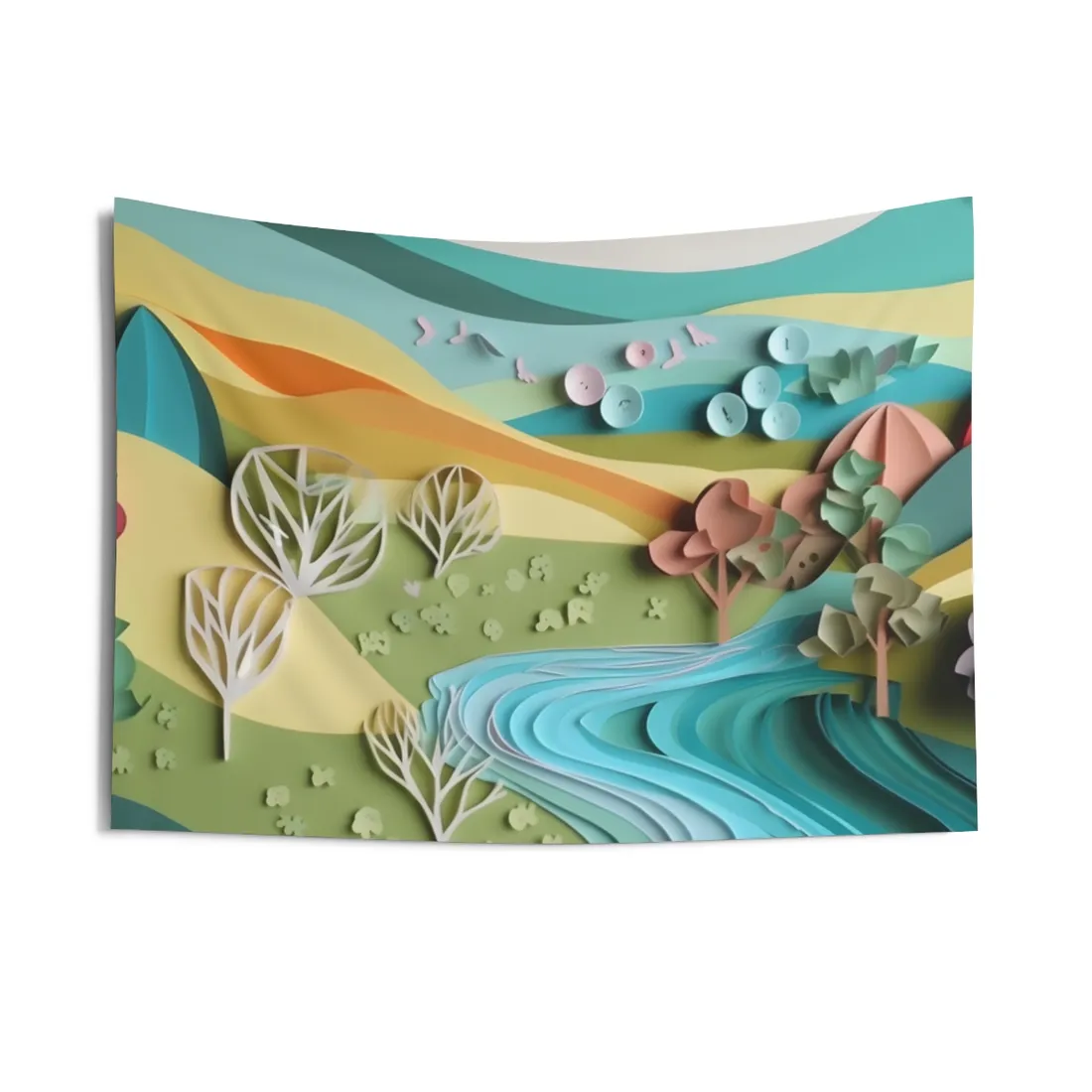 Vibrant Beach Landscape: Peaceful - Wall Tapestry