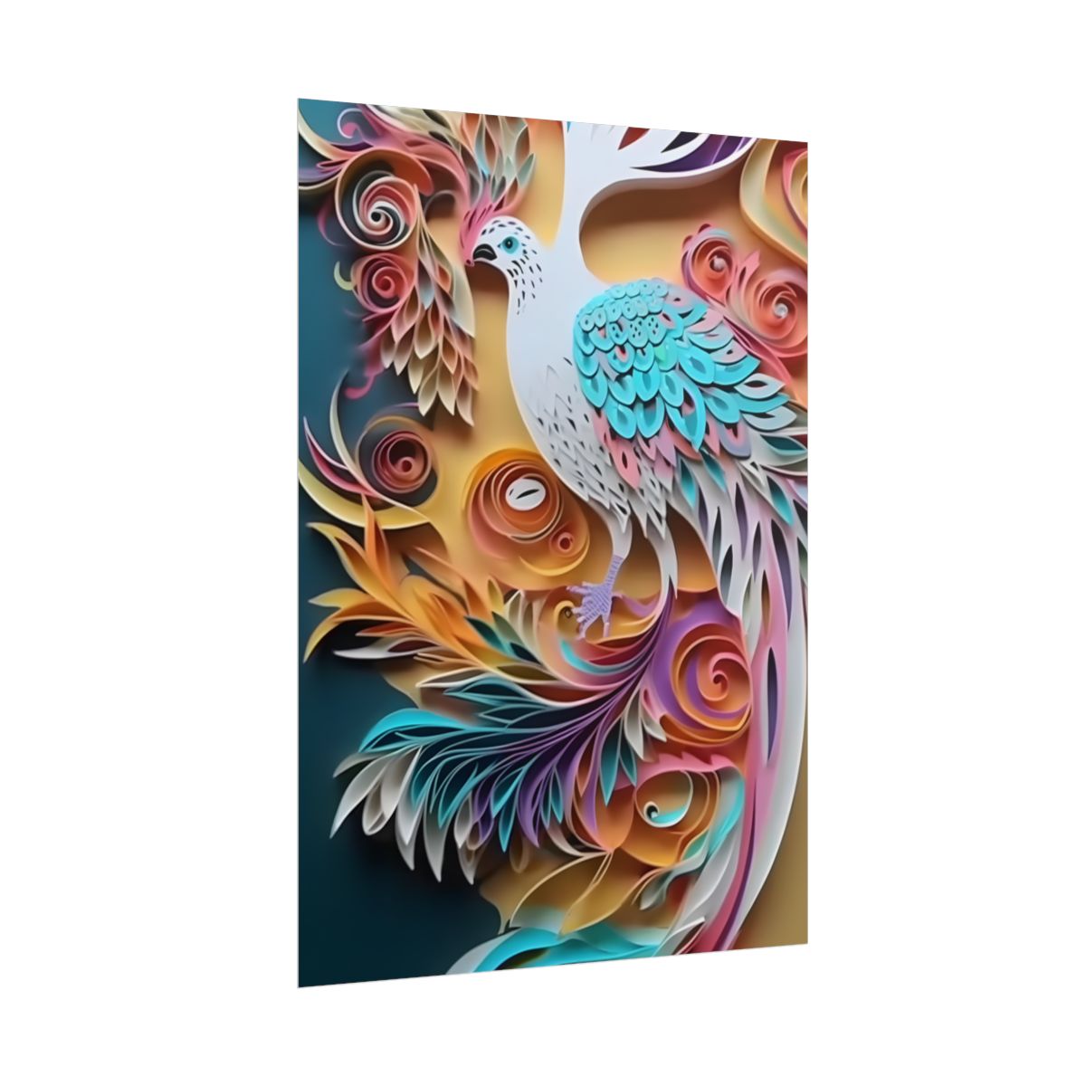 Vibrant Beach Paradise: Paper Quilling Artwork - Poster