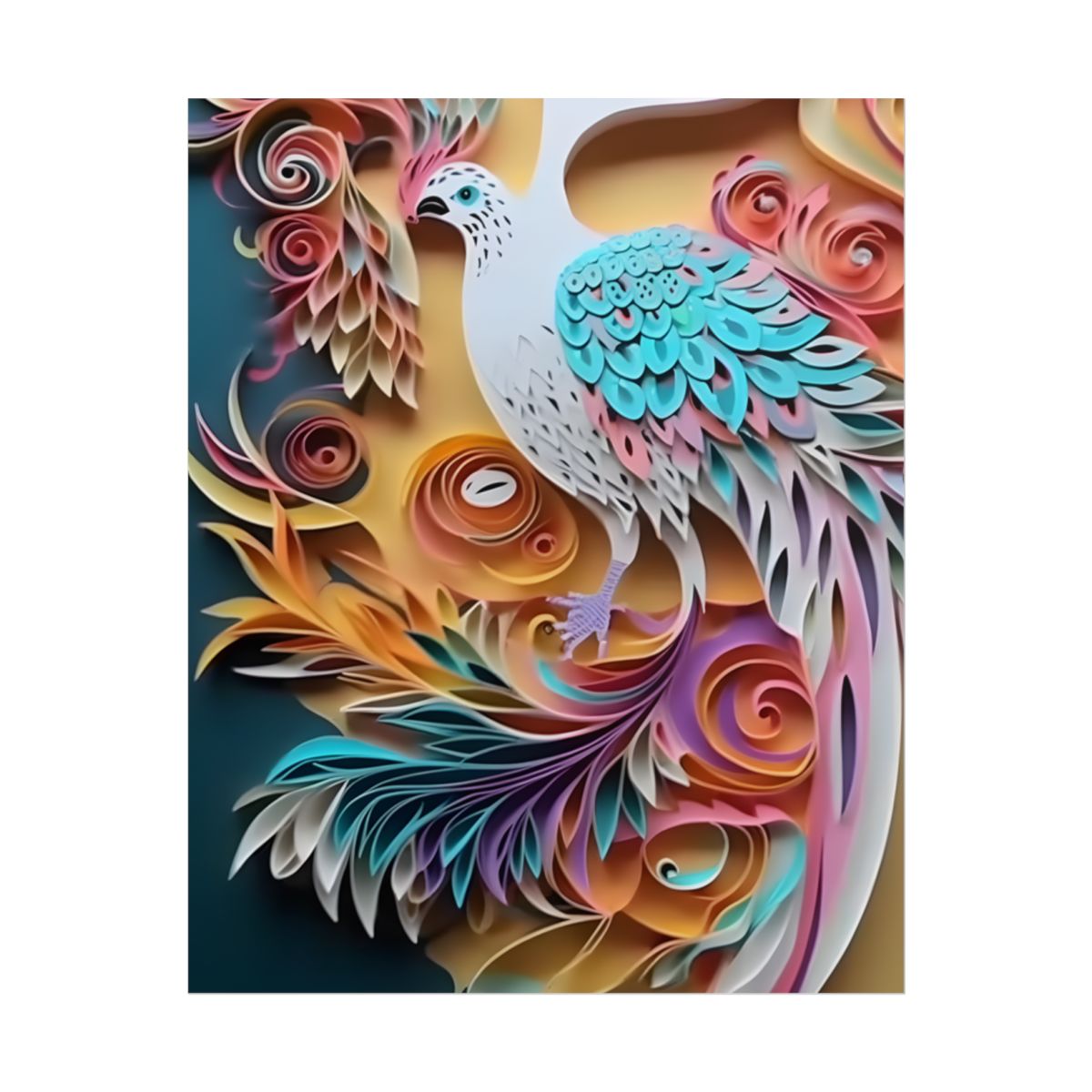 Vibrant Beach Paradise: Paper Quilling Artwork - Poster