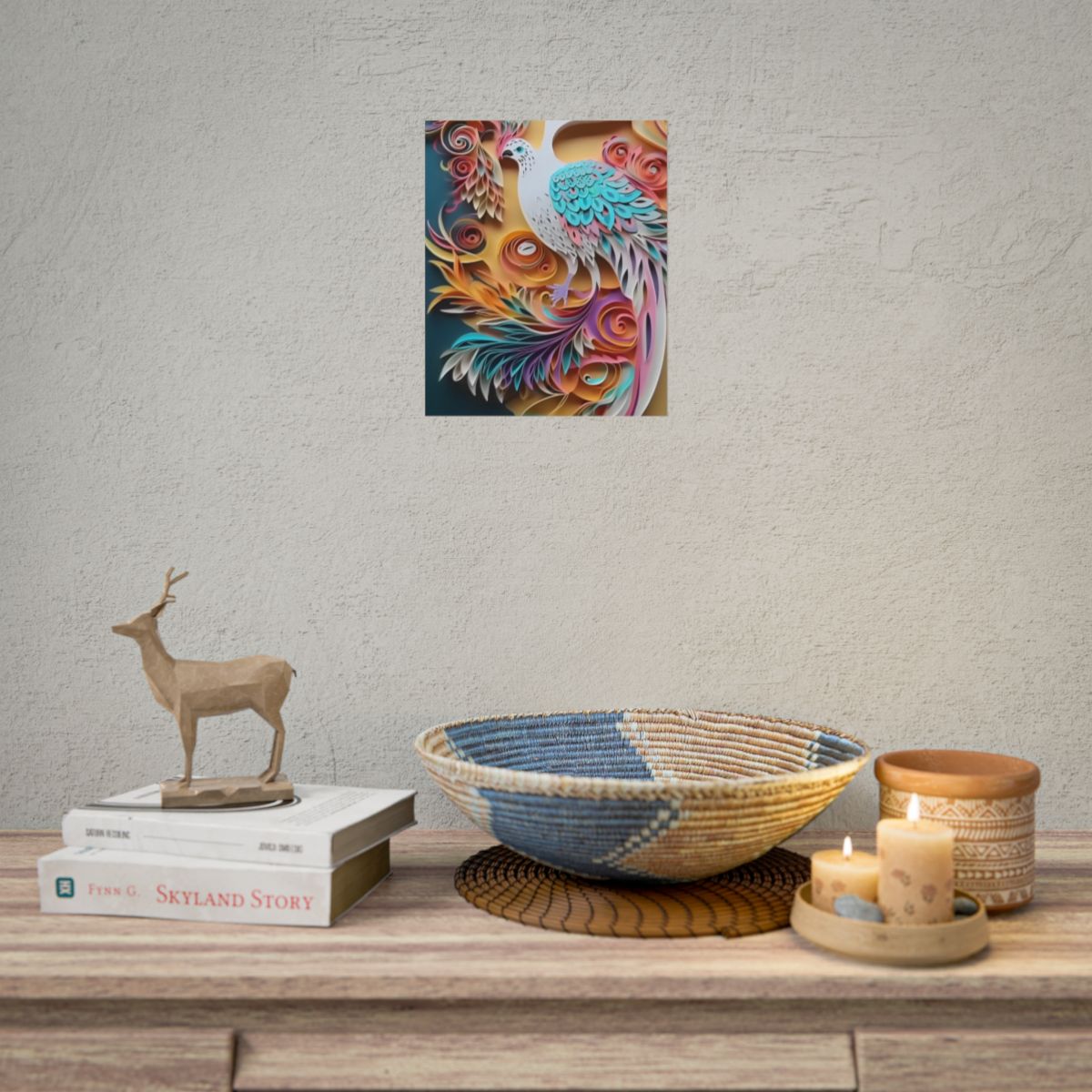 Vibrant Beach Paradise: Paper Quilling Artwork - Poster