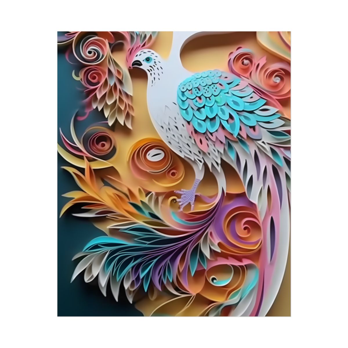 Vibrant Beach Paradise: Paper Quilling Artwork - Poster