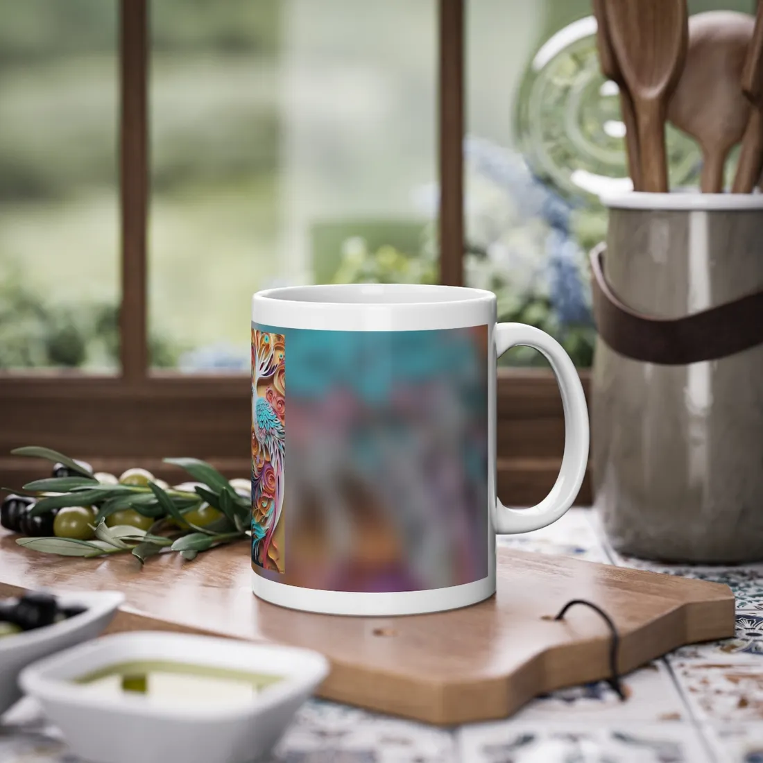 Vibrant Beach Paradise: Paper Quilling - Mug