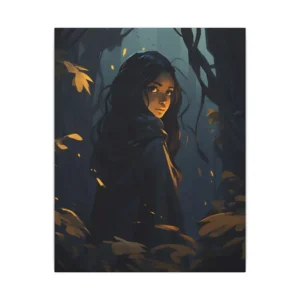 Hooded Woman in Dark Forest Canvas Print