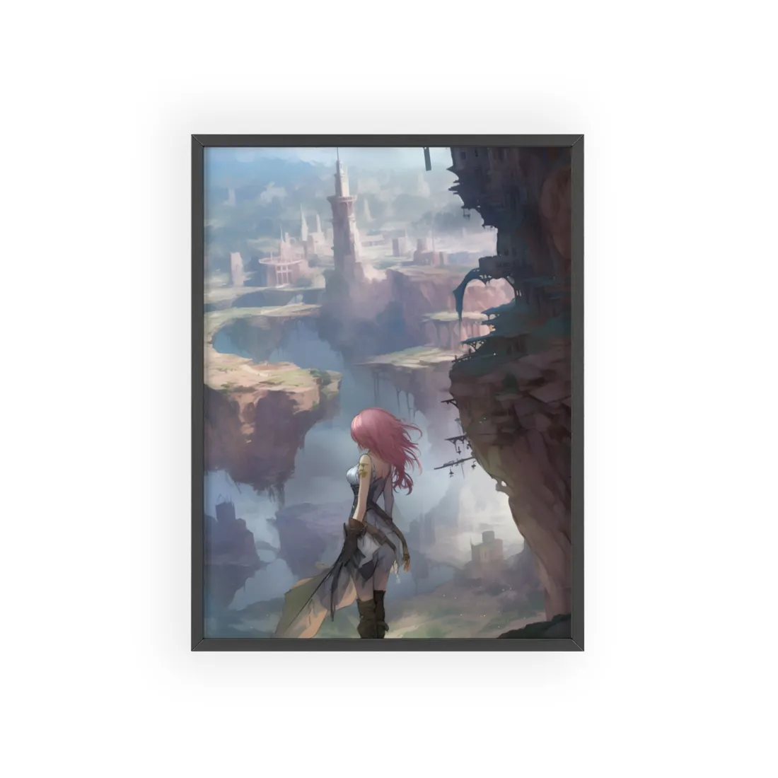 Vibrant Bird in Flight: Anime Style Digital Art - Framed Poster