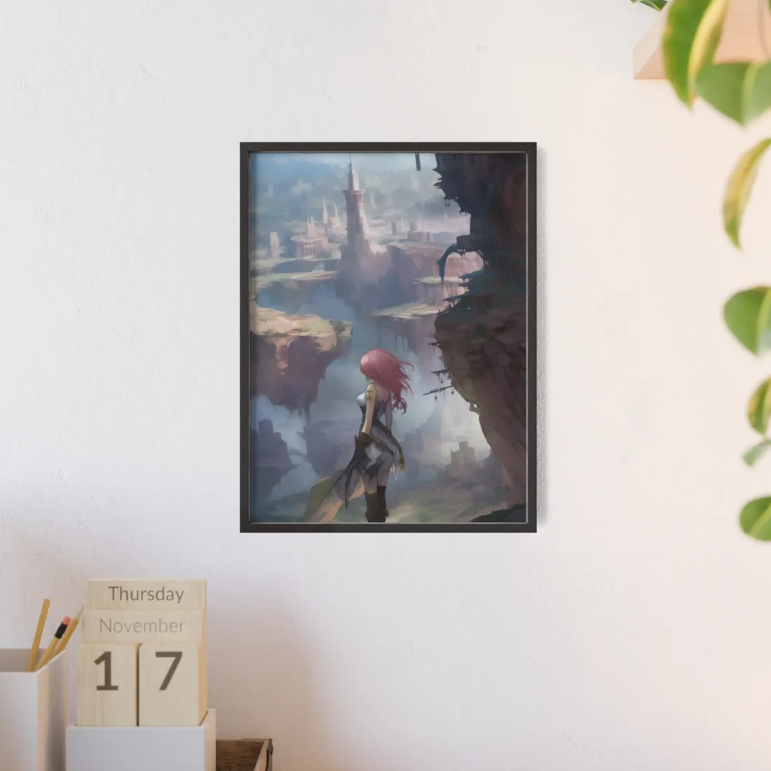 Vibrant Bird in Flight: Anime Style Digital Art - Framed Poster