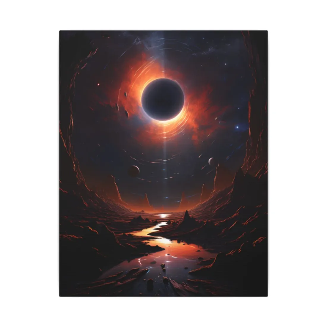Vibrant Black Hole Cosmic: A Massive Planet in Orbit - Canvas