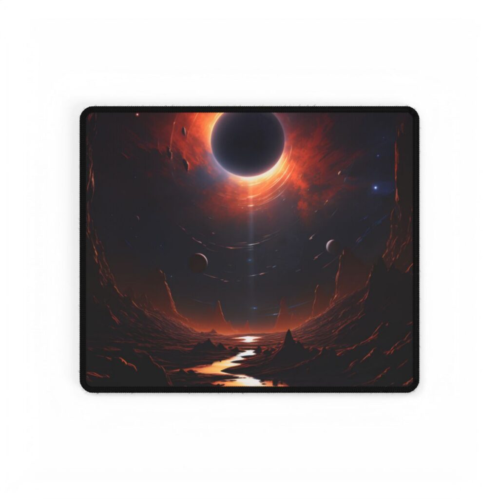Vibrant Black Hole Cosmic: A Massive Planet in Orbit - Desk Mat