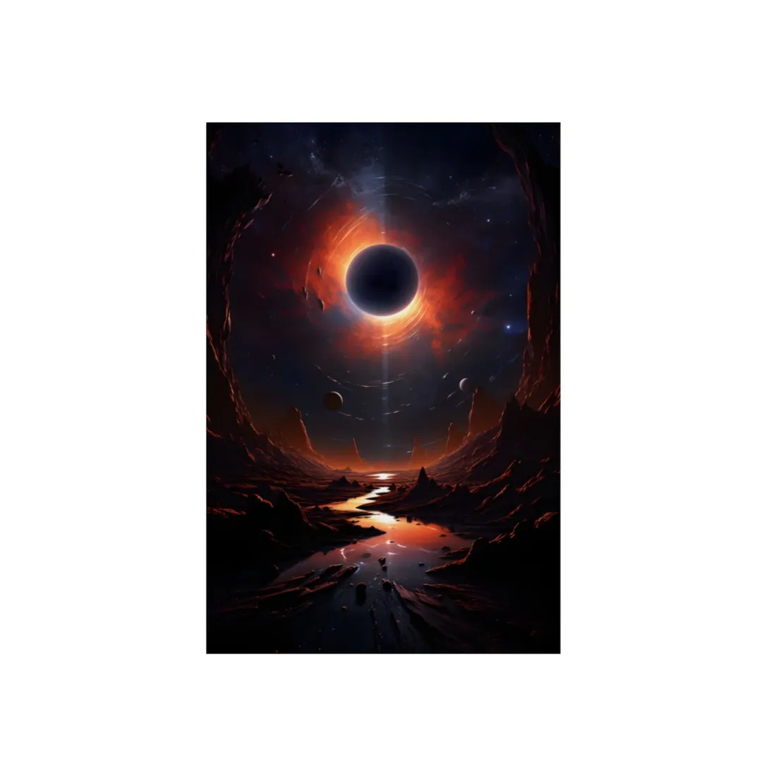Vibrant Black Hole Cosmic: A Massive Planet in Orbit - Metal Poster