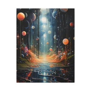 Glowing Planets over Forest Path Canvas Print