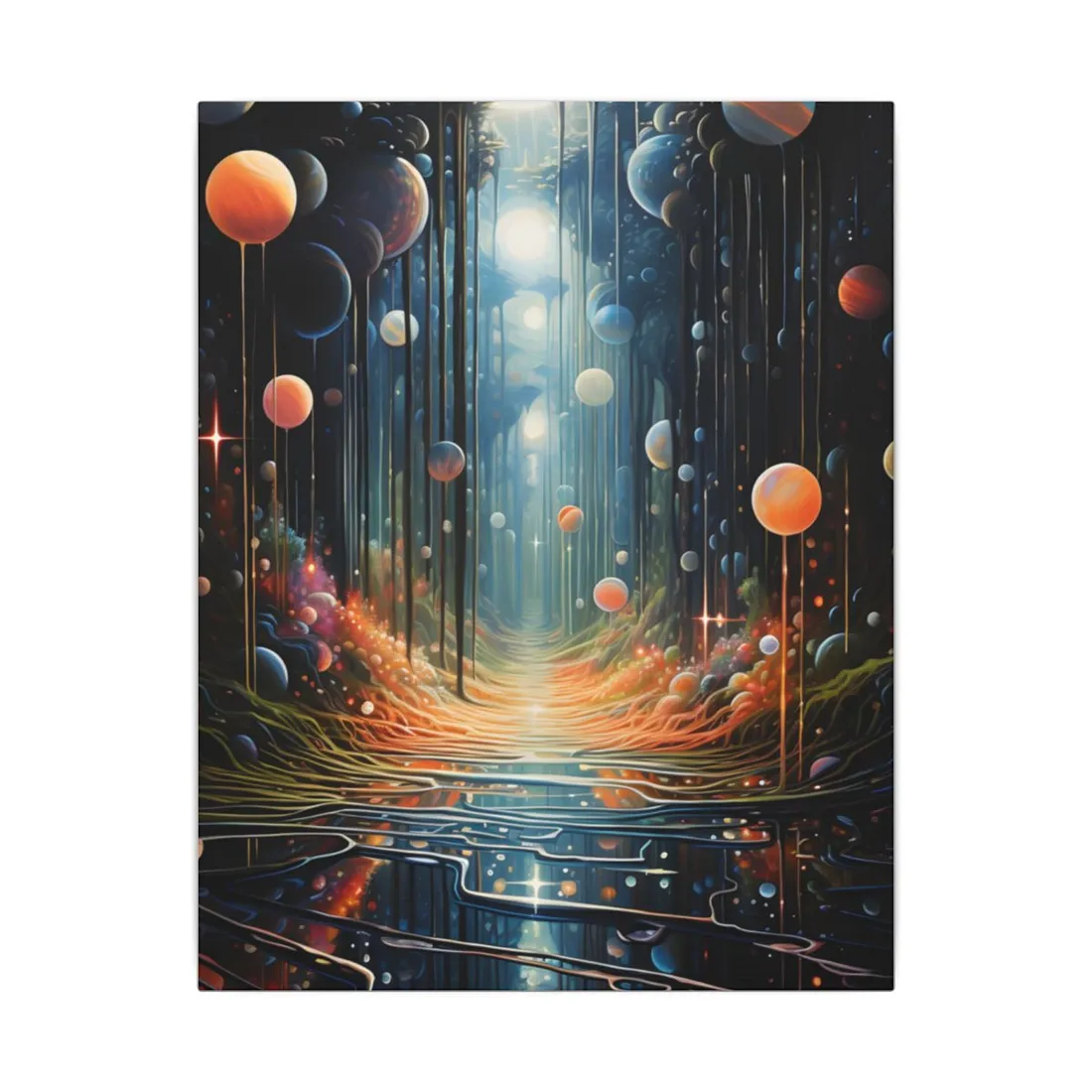 Vibrant Celestial Art Gallery: Otherworldly Landscape - Canvas