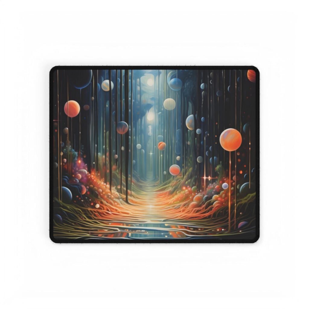 Vibrant Celestial Art Gallery: Otherworldly Landscape - Desk Mat