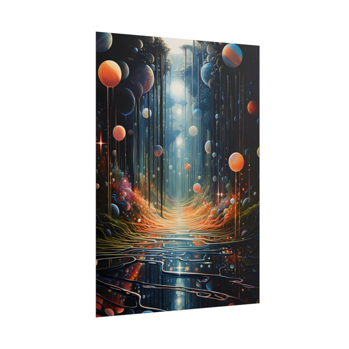 Vibrant Celestial Art Gallery: Otherworldly Landscape - Poster