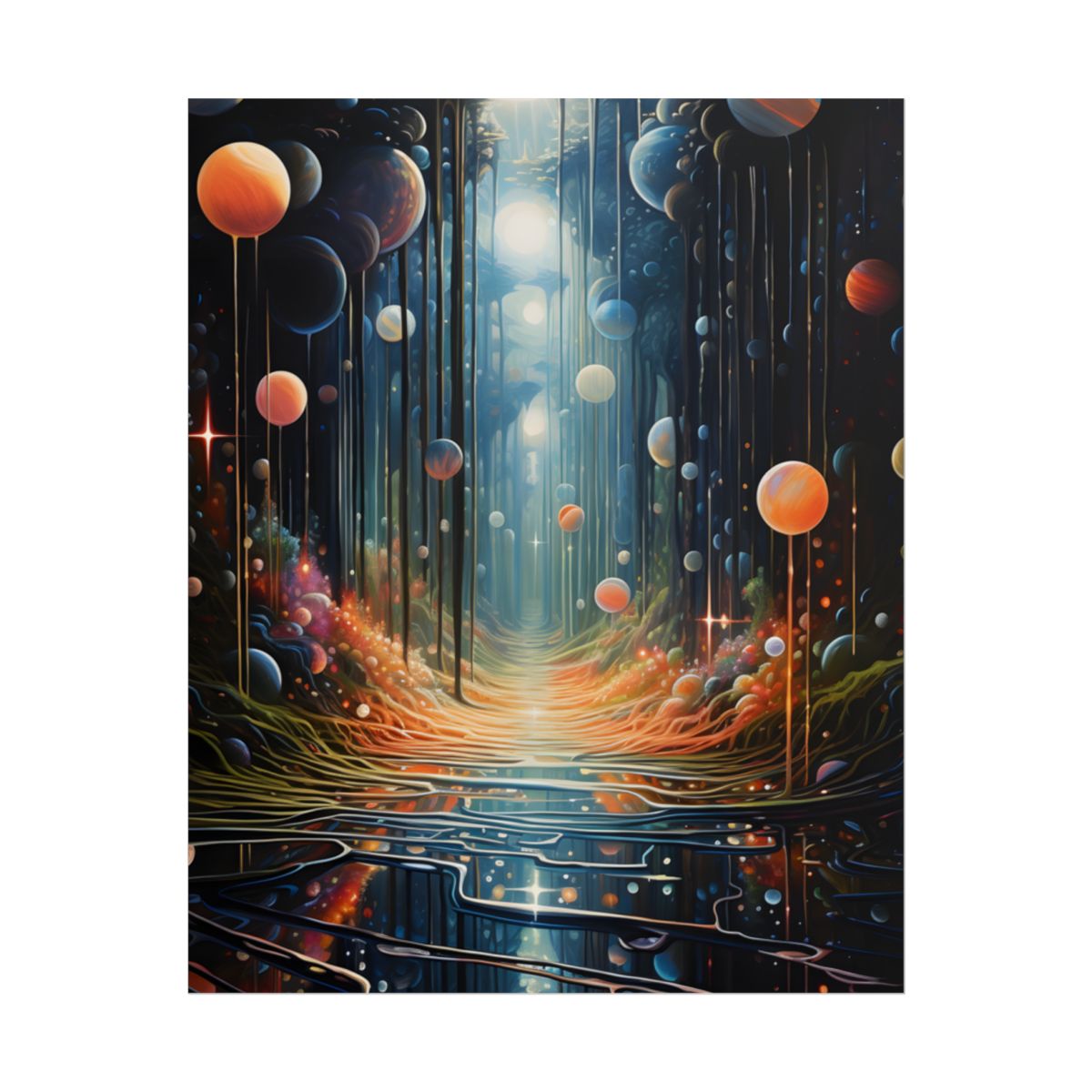 Vibrant Celestial Art Gallery: Otherworldly Landscape - Poster