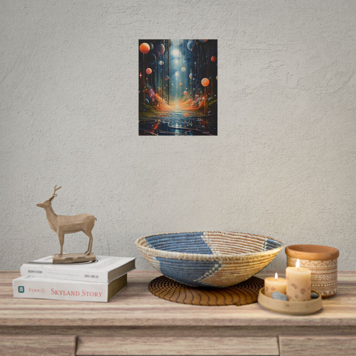 Vibrant Celestial Art Gallery: Otherworldly Landscape - Poster
