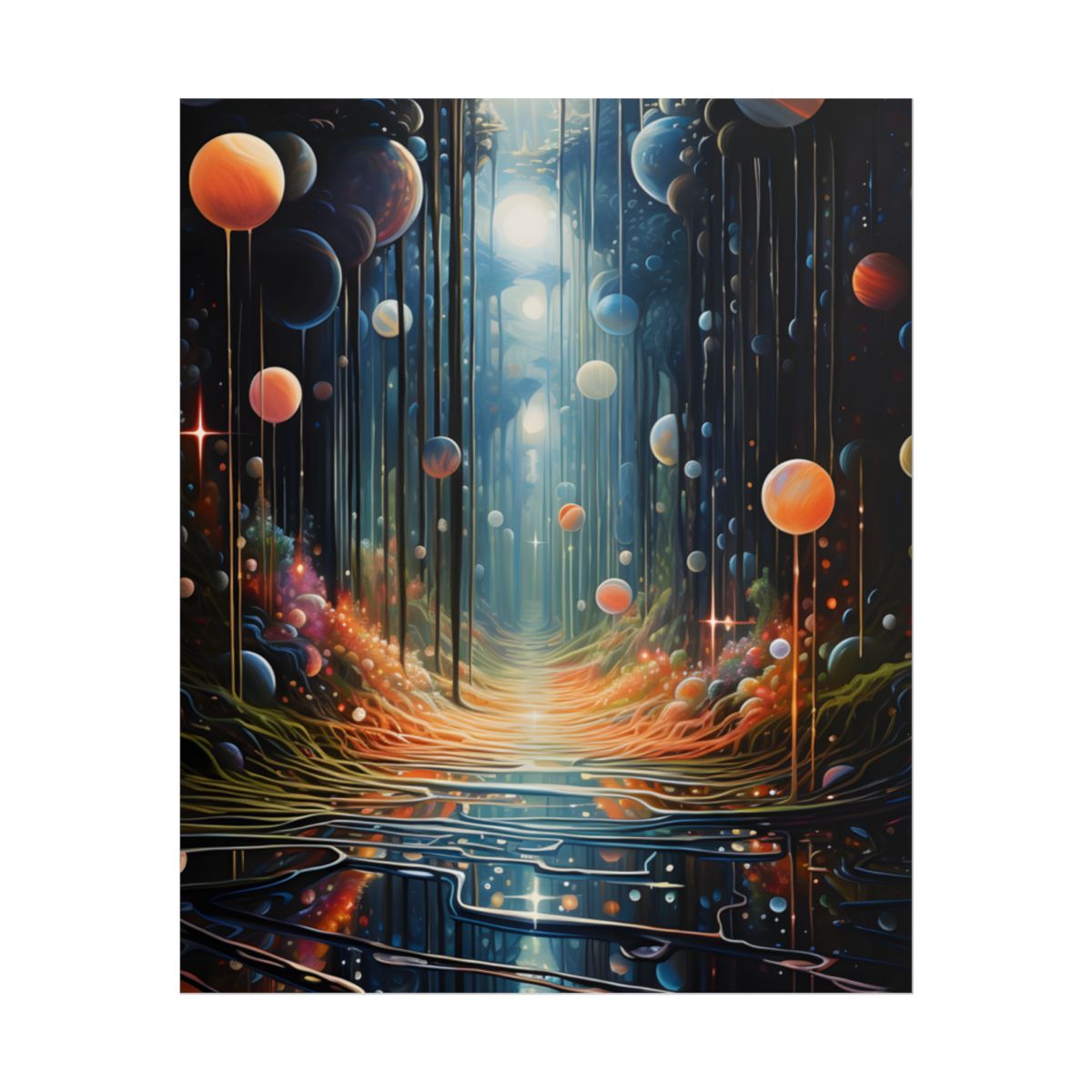 Vibrant Celestial Art Gallery: Otherworldly Landscape - Poster