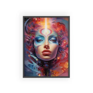 Woman Face with Light Beam Framed Poster