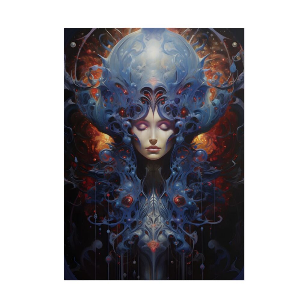 Vibrant Celestial Cityscape: Fantastical Dusk Artwork - Poster