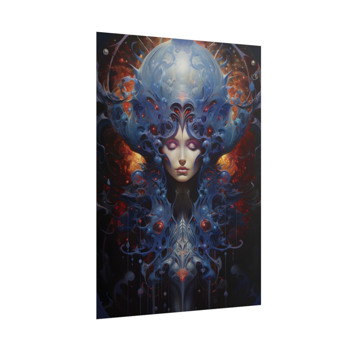 Vibrant Celestial Cityscape: Fantastical Dusk Artwork - Poster