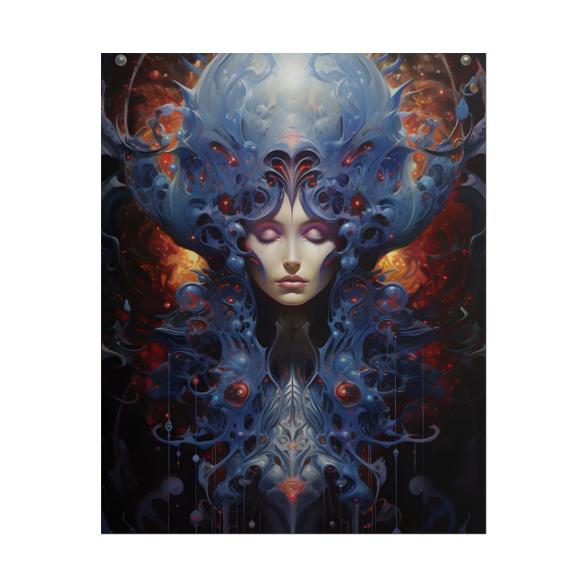 Vibrant Celestial Cityscape: Fantastical Dusk Artwork - Poster