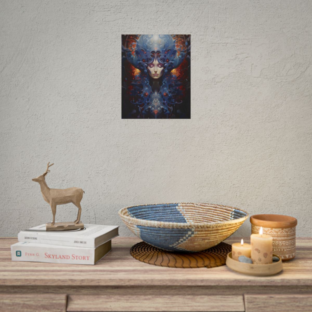 Vibrant Celestial Cityscape: Fantastical Dusk Artwork - Poster