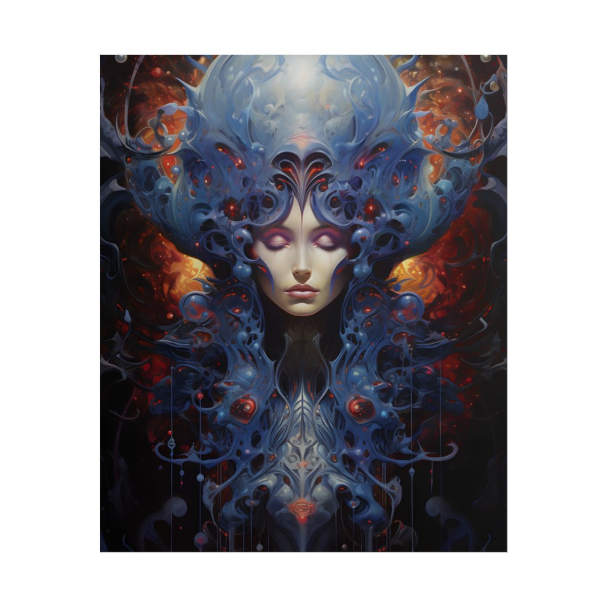 Vibrant Celestial Cityscape: Fantastical Dusk Artwork - Poster