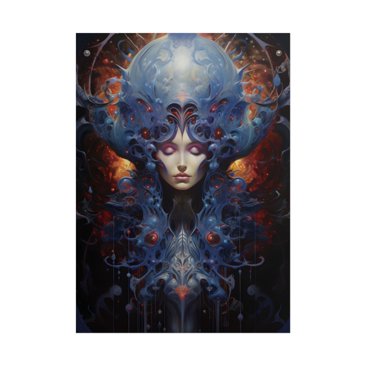 Vibrant Celestial Cityscape: Fantastical Dusk Artwork - Poster