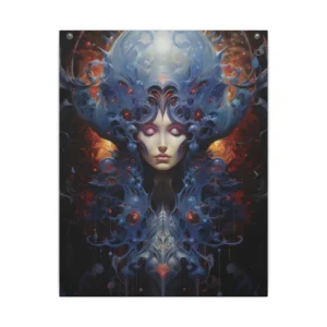 Ornate Blue Figure Portrait Canvas Print