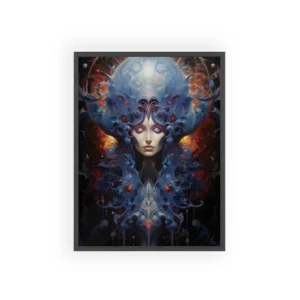 Ornate Blue Figure Portrait Framed Poster