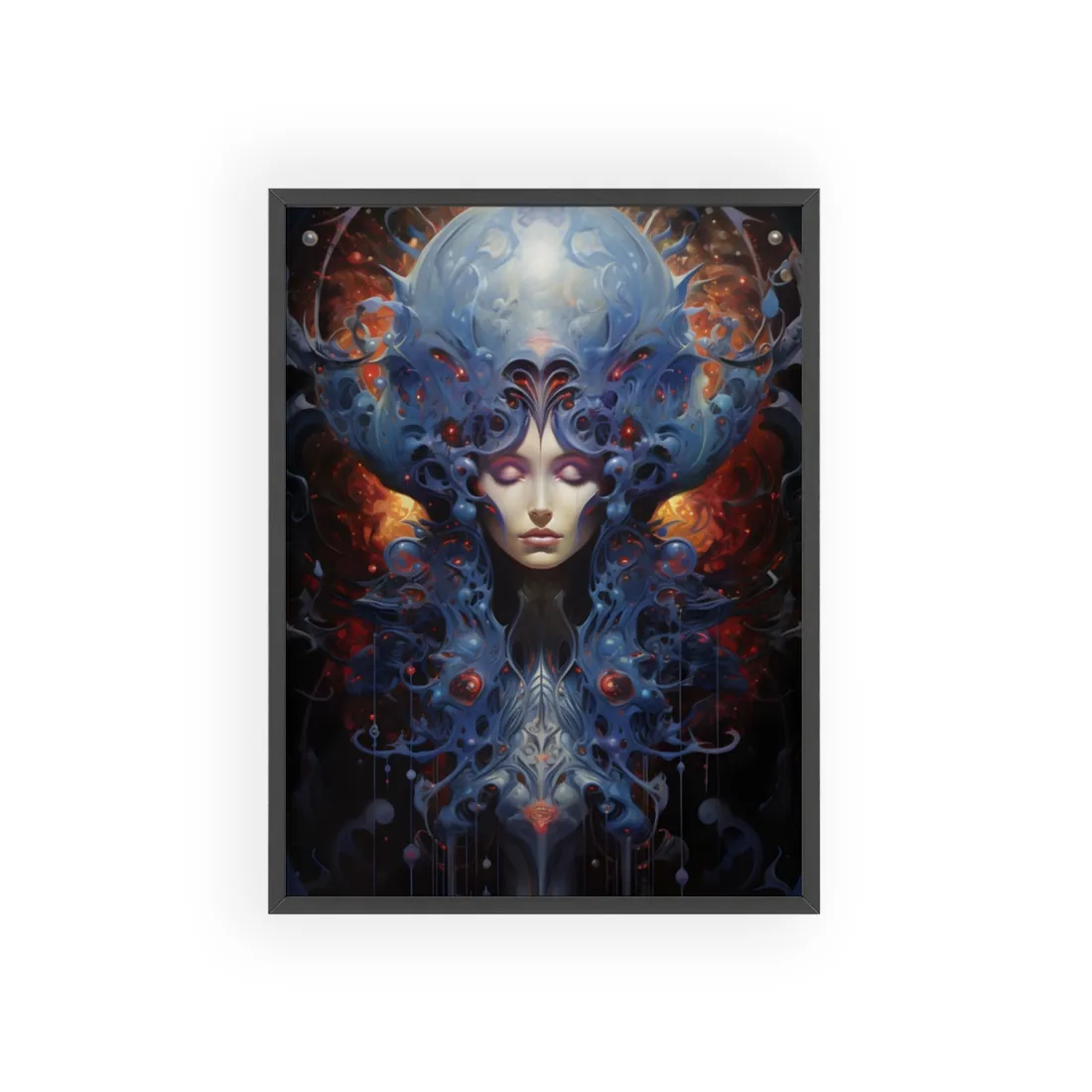 Vibrant Celestial Cityscape: Fantastical Dusk - Framed Poster
