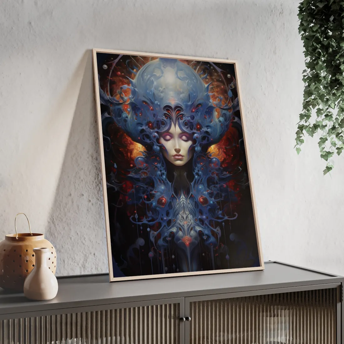 Vibrant Celestial Cityscape: Fantastical Dusk - Framed Poster