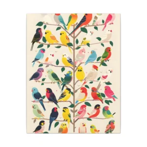 Parakeet Tree Gathering Canvas Print
