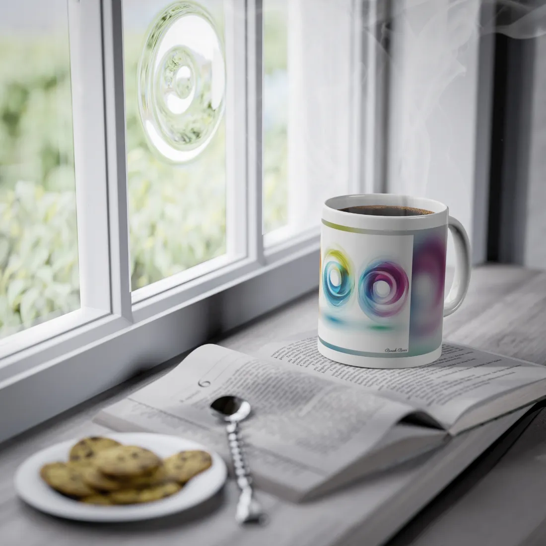 Vibrant Circles: A Dynamic Artwork of Swirling Colors - Mug