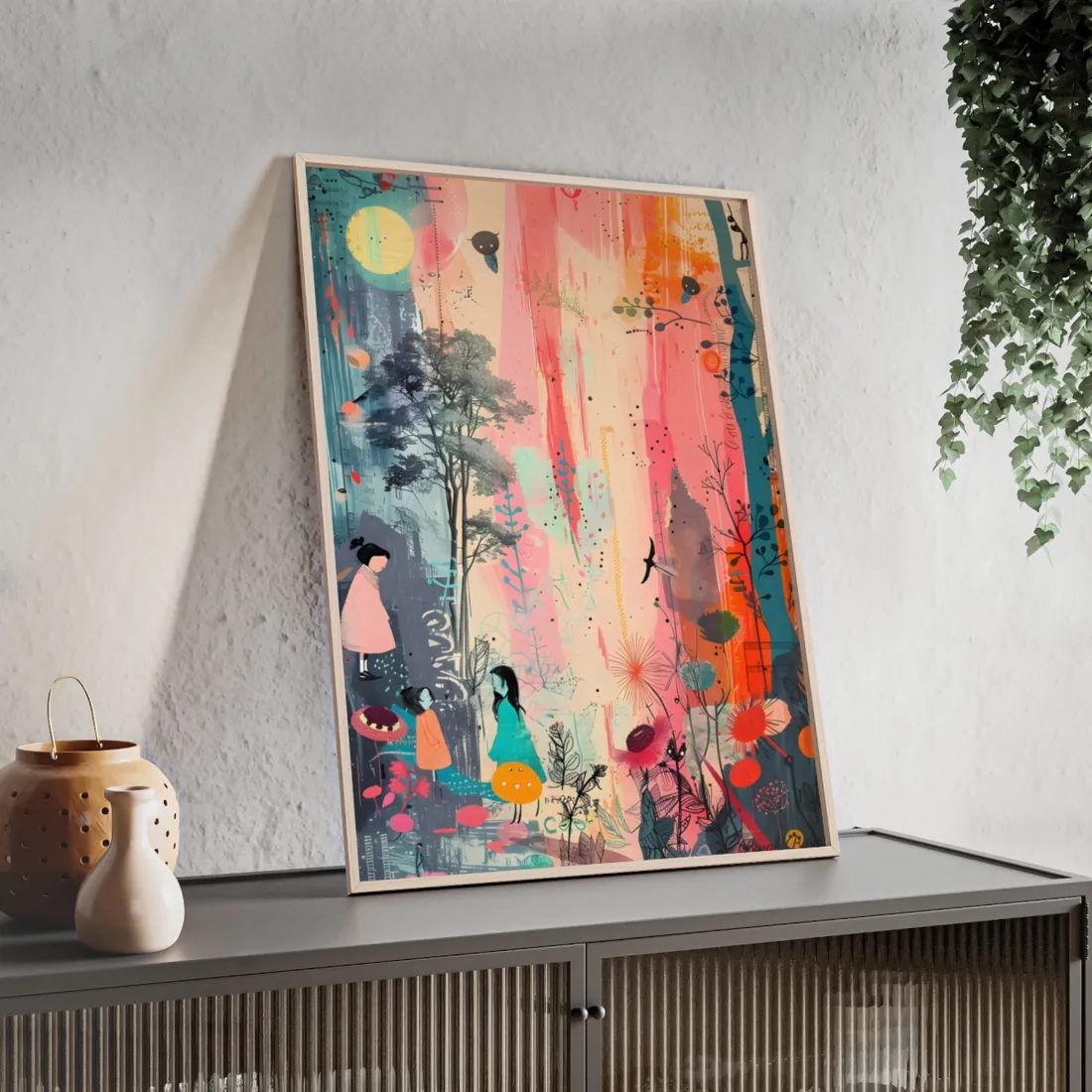 Vibrant Colorful Collage: Modern Abstract Art - Framed Poster