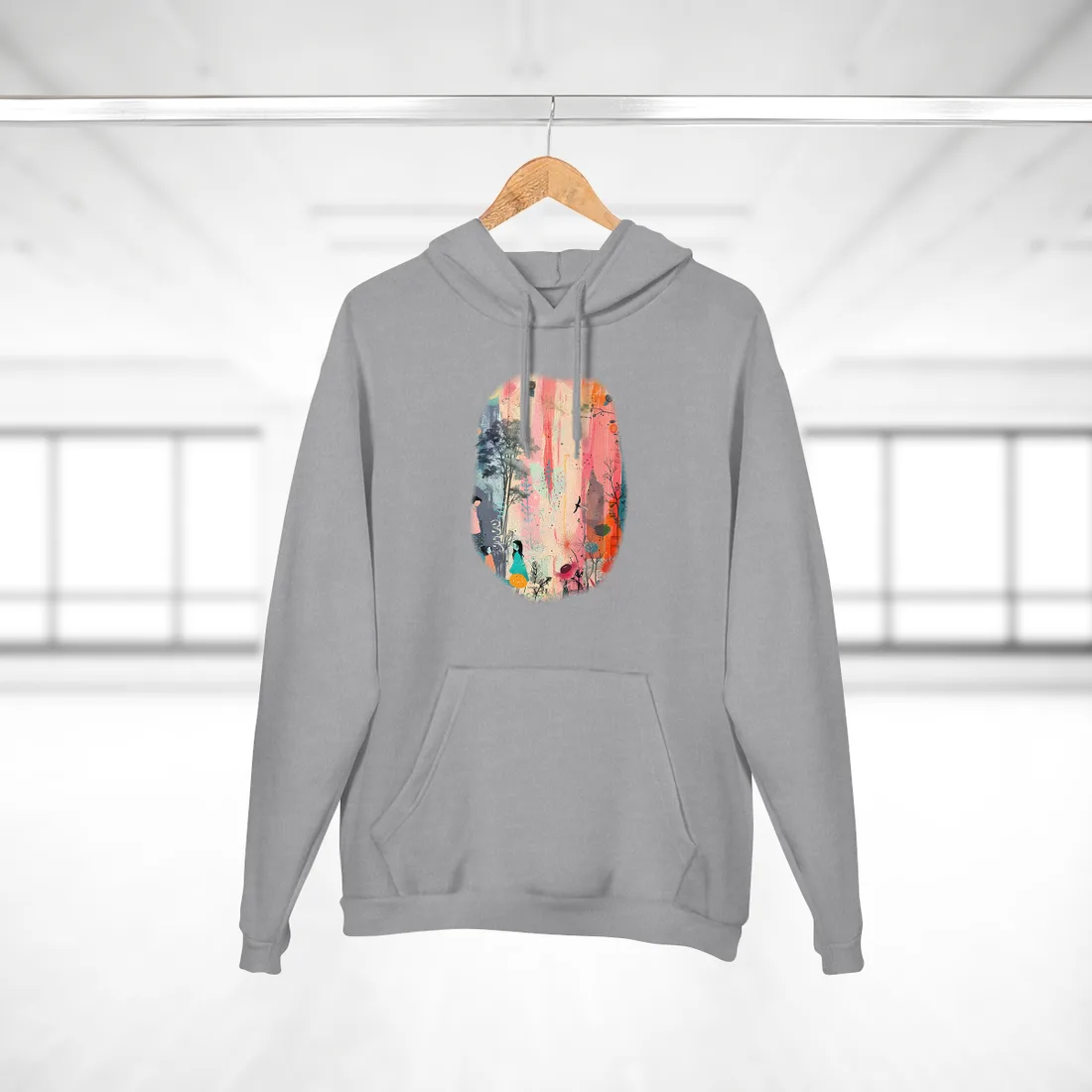 Vibrant Colorful Collage: Modern Abstract Art - Hoodie (Heather Grey)