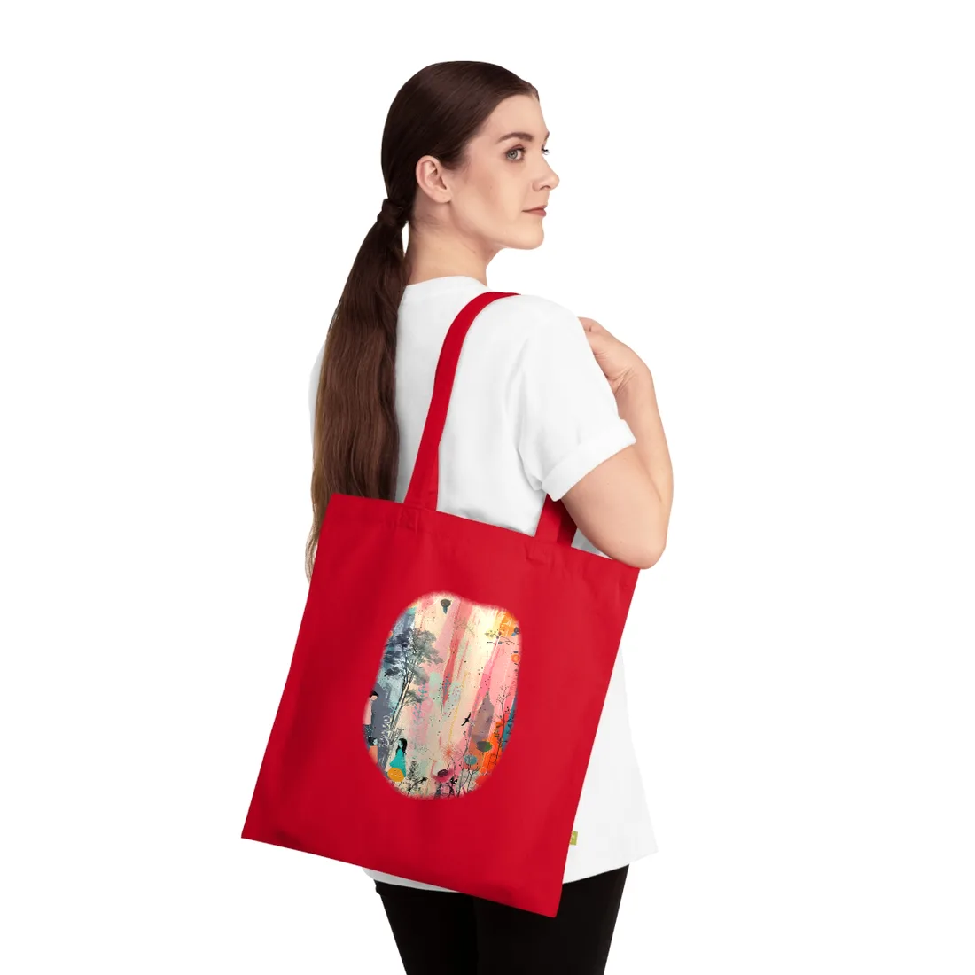 Vibrant Colorful Collage: Modern Abstract Art - Tote Bag (Classic Red)