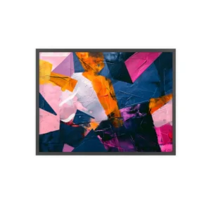 Orange and Navy Abstract Framed Poster