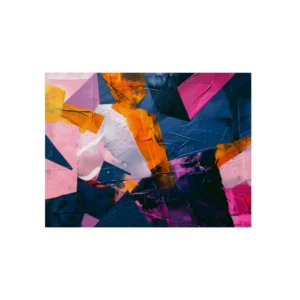 Orange and Navy Abstract Metal Poster