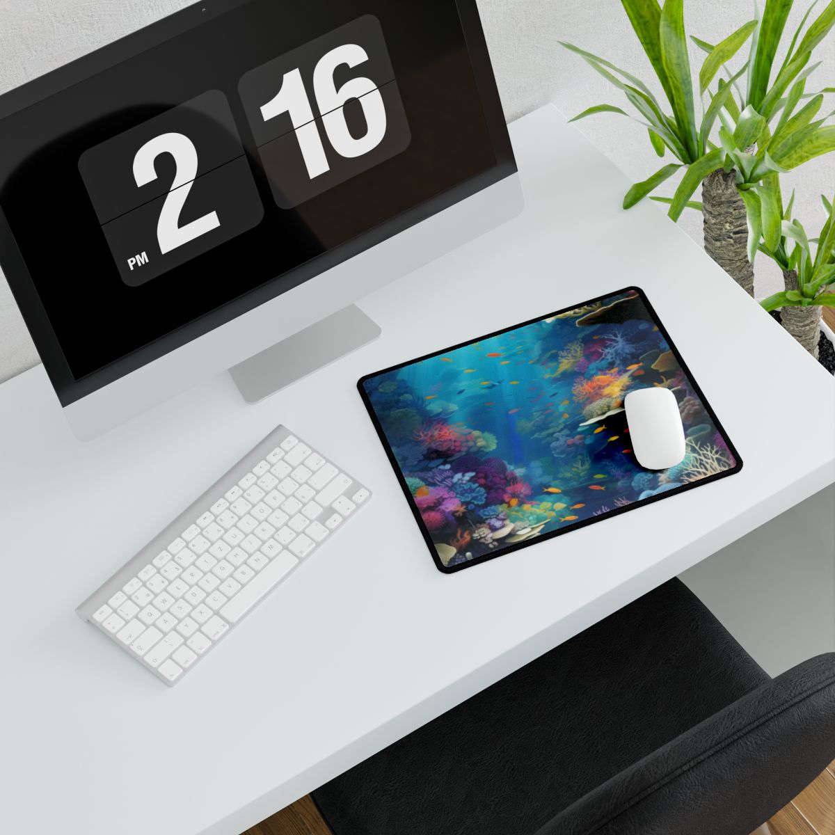 Vibrant Coral Reef Sanctuary: A Digital Artwork Celebrating Marine Life - Desk Mat