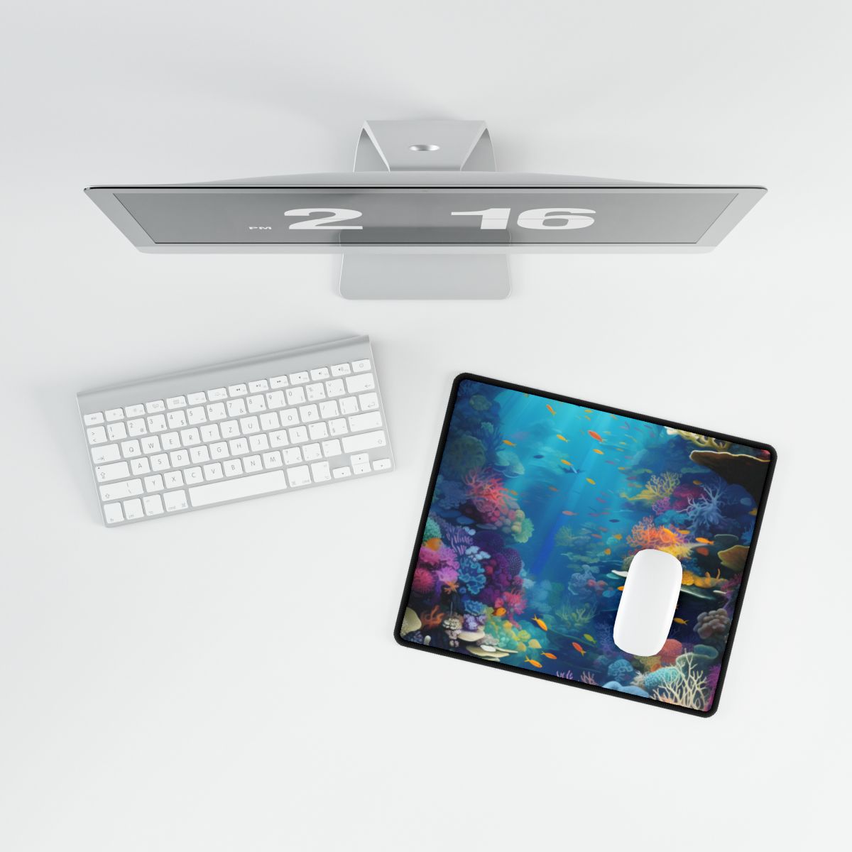 Vibrant Coral Reef Sanctuary: A Digital Artwork Celebrating Marine Life - Desk Mat
