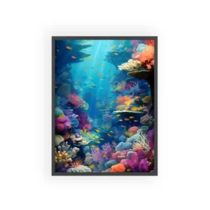 Coral Reef Fish School Framed Poster