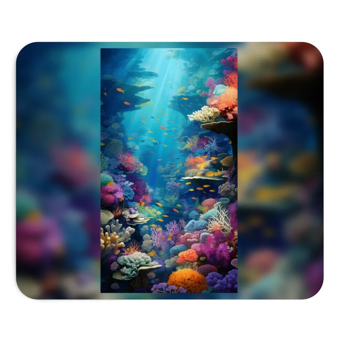 Vibrant Coral Reef Sanctuary: A Digital Artwork Celebrating Marine Life - Mouse Pad