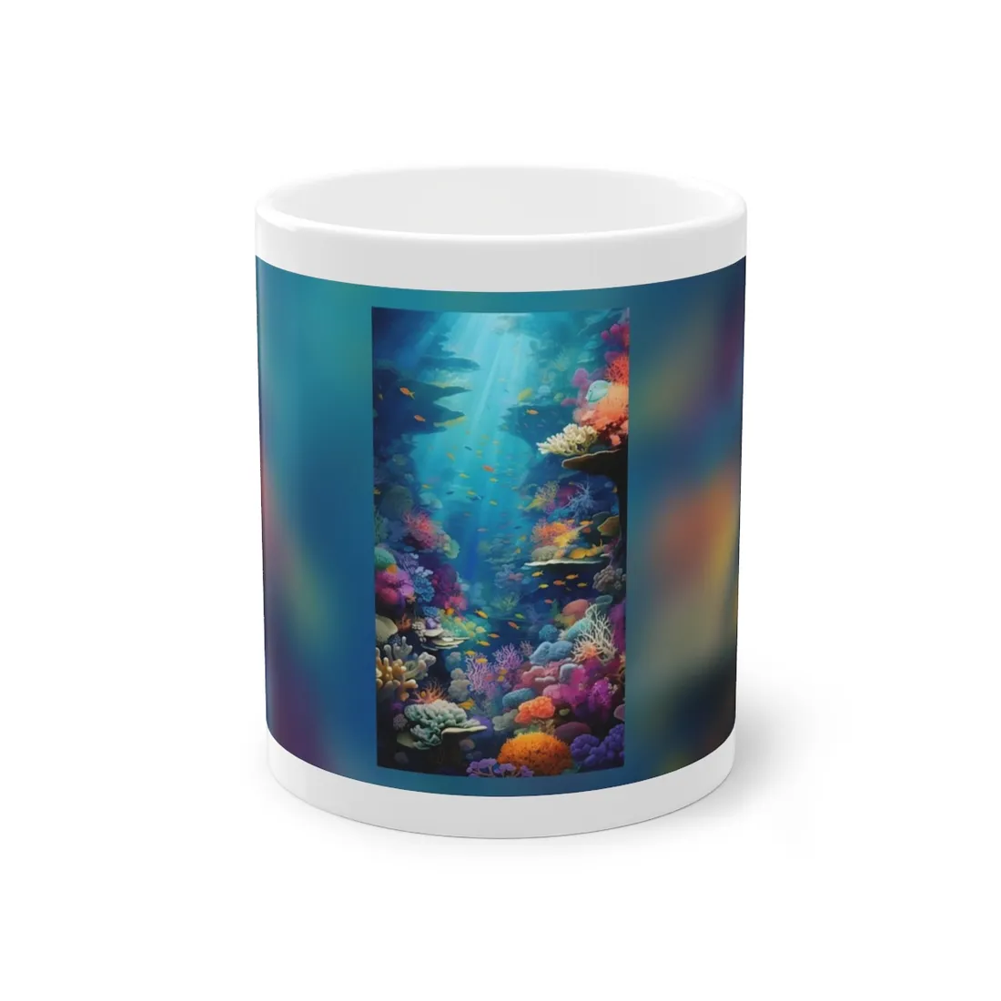 Vibrant Coral Reef Sanctuary: A Digital Artwork Celebrating Marine Life - Mug
