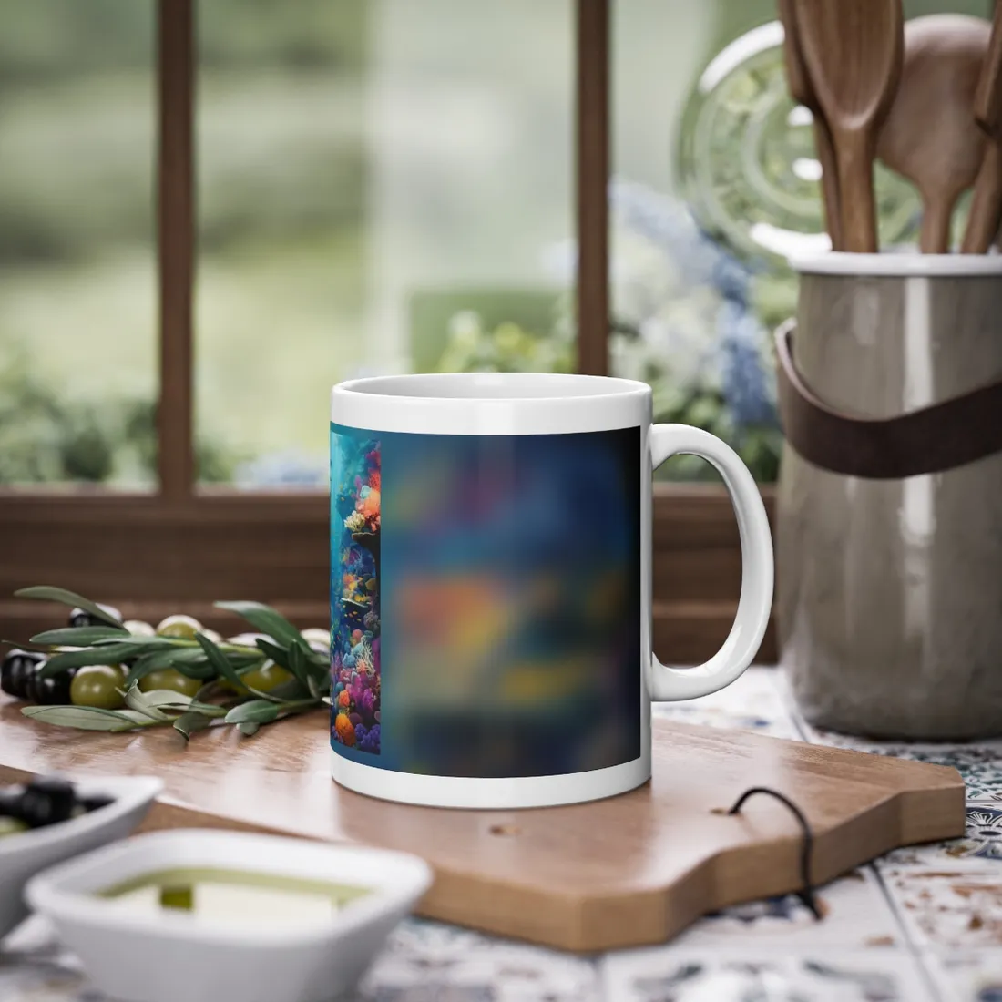 Vibrant Coral Reef Sanctuary: A Digital Artwork Celebrating Marine Life - Mug