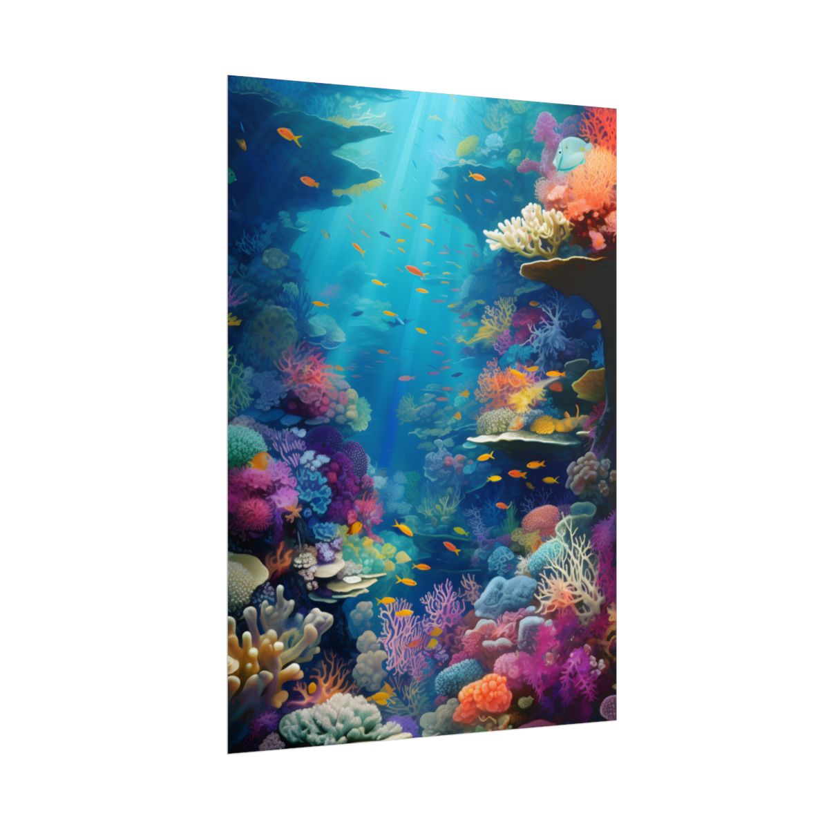 Vibrant Coral Reef Sanctuary: A Digital Artwork Celebrating Marine Life - Poster